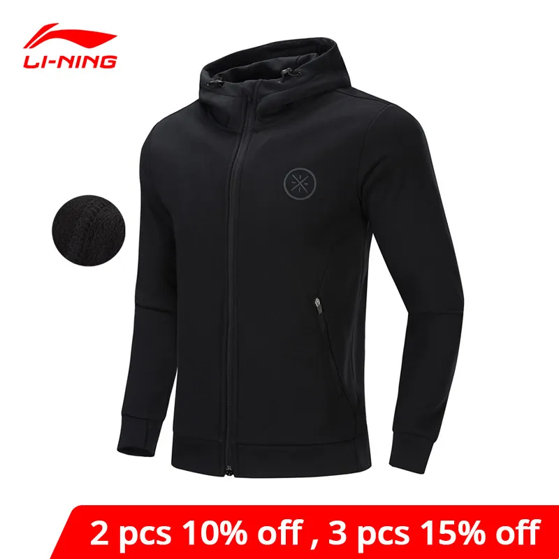 Li-Ning Hommes Wade Basketball Sweat à capuche Chaud Shell Polaire 72% Coton 28% Polyester Li Ning Doublure Pull de sport AWDP585 MWW1620 201007