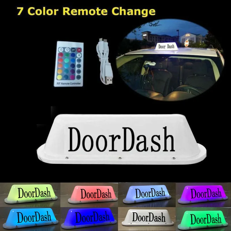 DOORDASHタクシートップライトLED屋根明るい輝く車ロゴワイヤレスサインタクシードライバーのトップライト