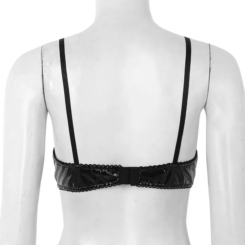 Women's Open Cups Bra Top Lace Spaghtti Strap Hollow Out Underwired  Brassiere