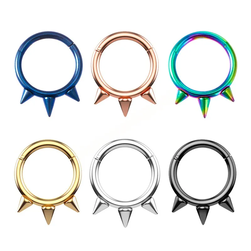 Перегородка Piercing Hoop Nose Ring Classer Hinged сегмент из нержавеющей стали хряща из нержавеющей стали Серьез Helix Daith ухо Tragus Body ювелирные изделия