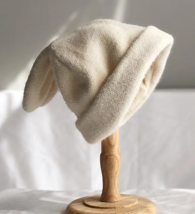 Draping kanin öron päls hatt kvinnor höst och vinter stickad ull varm version av japansk hatt gc739