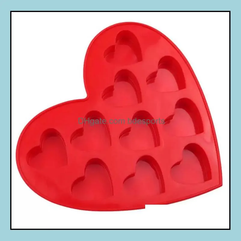 Baking Moulds10 Even Silicone Chocolate Mould Heart Shape DIY Cake Mold Love Ice Tray Jelly Soft Candy Molds Soap Bake Kitchen Tools