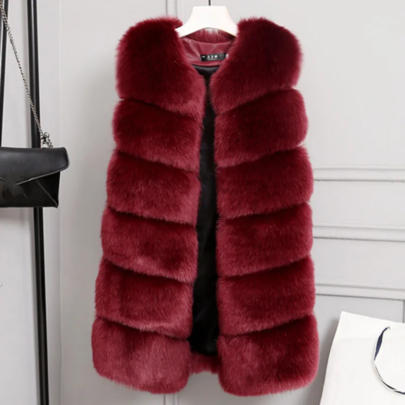 Women s Pink Faux Fur Vest Coat Sleeveless Warm Elegant Winter Thick Casual Plus Size 2024 Fashion Ladies Vests LJ201202