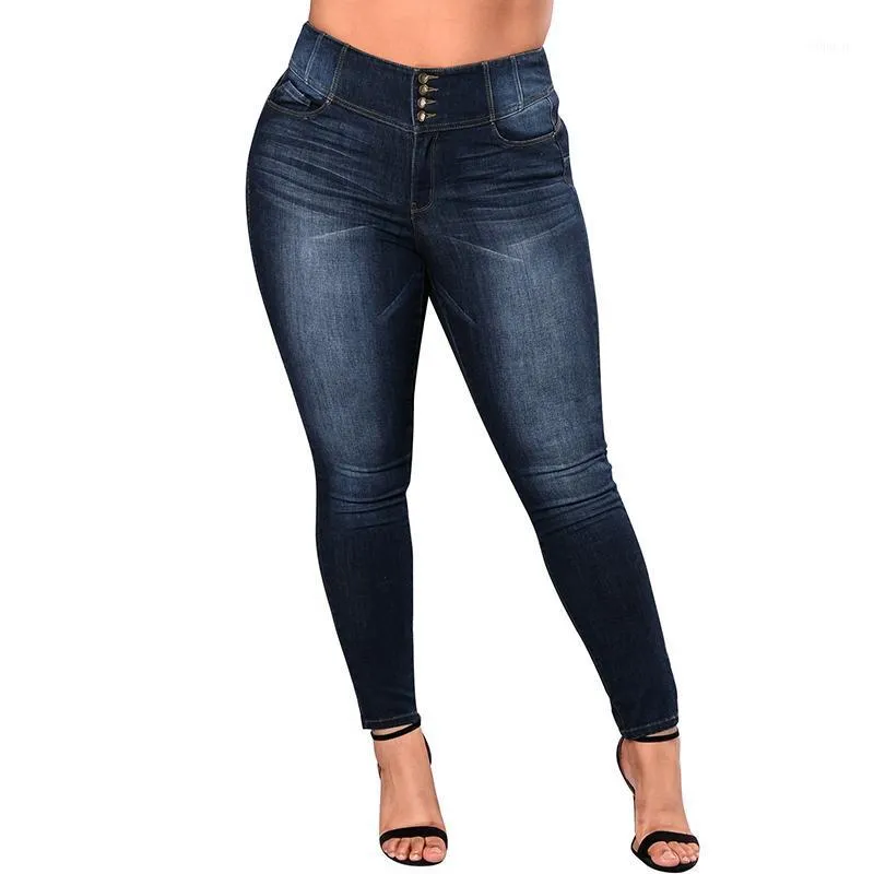 5xl Plus Size Dżinsy Kobiety Denim Skinny Jeans Wysoka Talia Spodnie Strechy Slim Bodycon Spodnie Blue Street Style Jean Femme 20211
