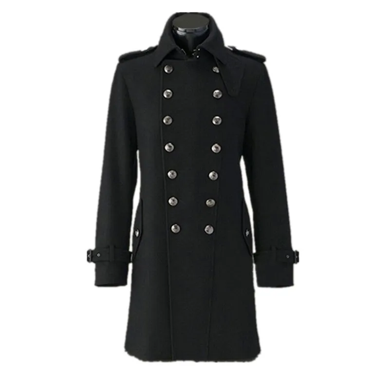 الحرب العالمية الثانية الألمانية معطف المعطف العام معاطف الشتاء الصوف معاطف مزدوجة الصدر الرجال الشتاء الصوف الأسود بلون LJ201106
