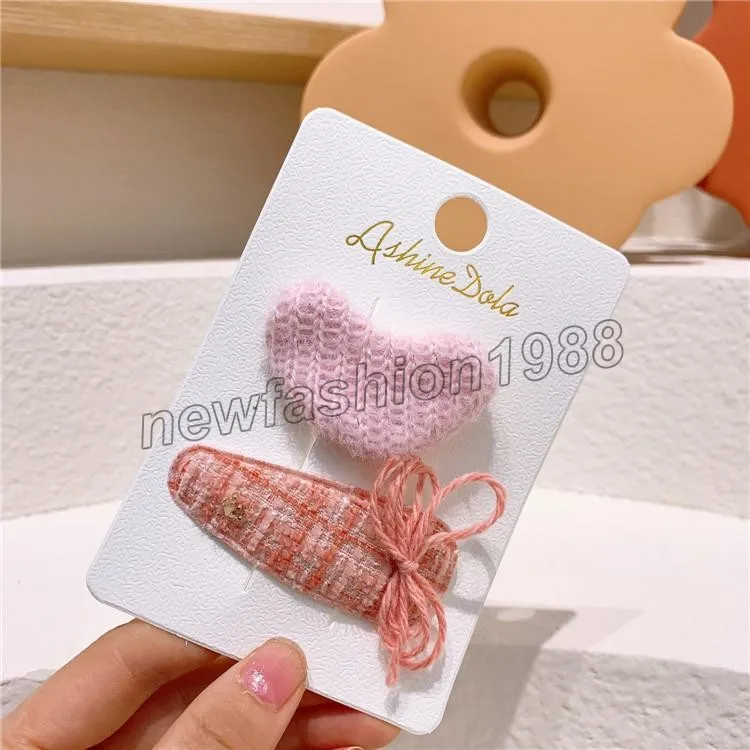 Colorful Woolen Yarn Love Drop Bow Hairpin For Girls Autumn Korean