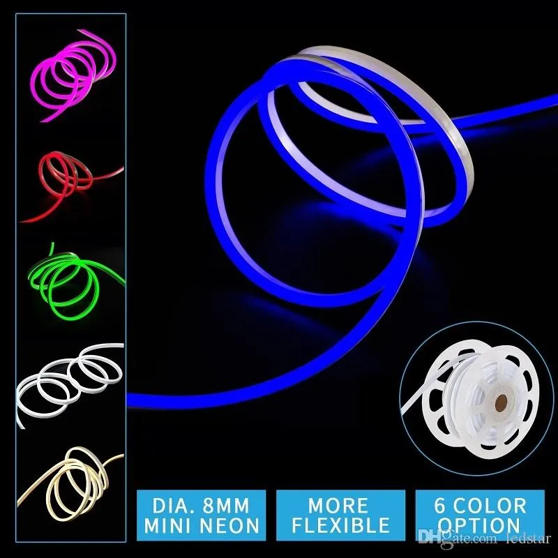 Neon LED Strip Flex Rope Light Waterproof IP68 Mini LED Tape 220V 110V TV Dimmer Flexible Ribbon For Outdoor Lighting