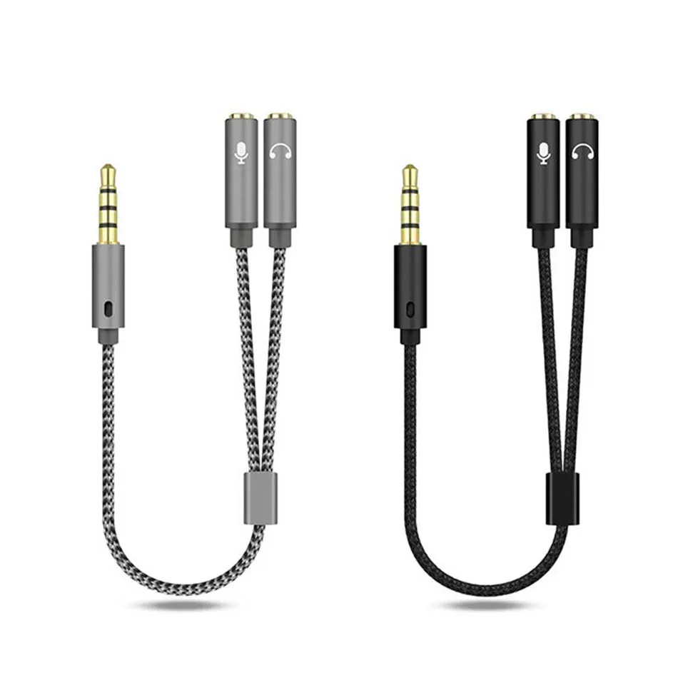 2 1 AUX Ses Splitter Kablo 3.5 mm Jack Stereo Ses Erkek 2 Kadın Kulaklık Mic Y Kabloları Adaptörü