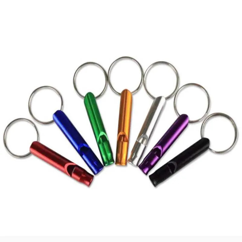 2000pcs Mini Aluminum Colourful Metal Pet Dog outdoor Training Whistle With Keychain Key Chain Ring Dogs Sound Adjustable Tool