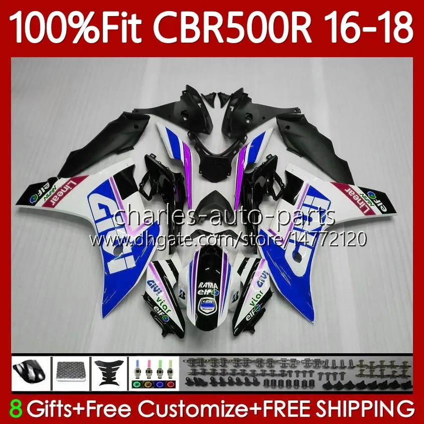 Molde de injeção OEM para o corpo honda cbr500 cbr 500 r rr cc azul branco 500r 500cc 16-18 bodywork 111no.30 cbr500cc cbr500r 16 17 18 CBR500RR 2016 2017 2018 Fairings