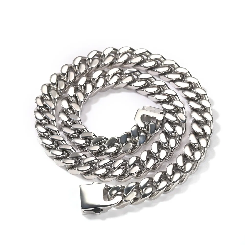 Rostfritt stål guld kubansk länkkedja halsband silver mens halsband hip hop smycken 8 10 12mm194z