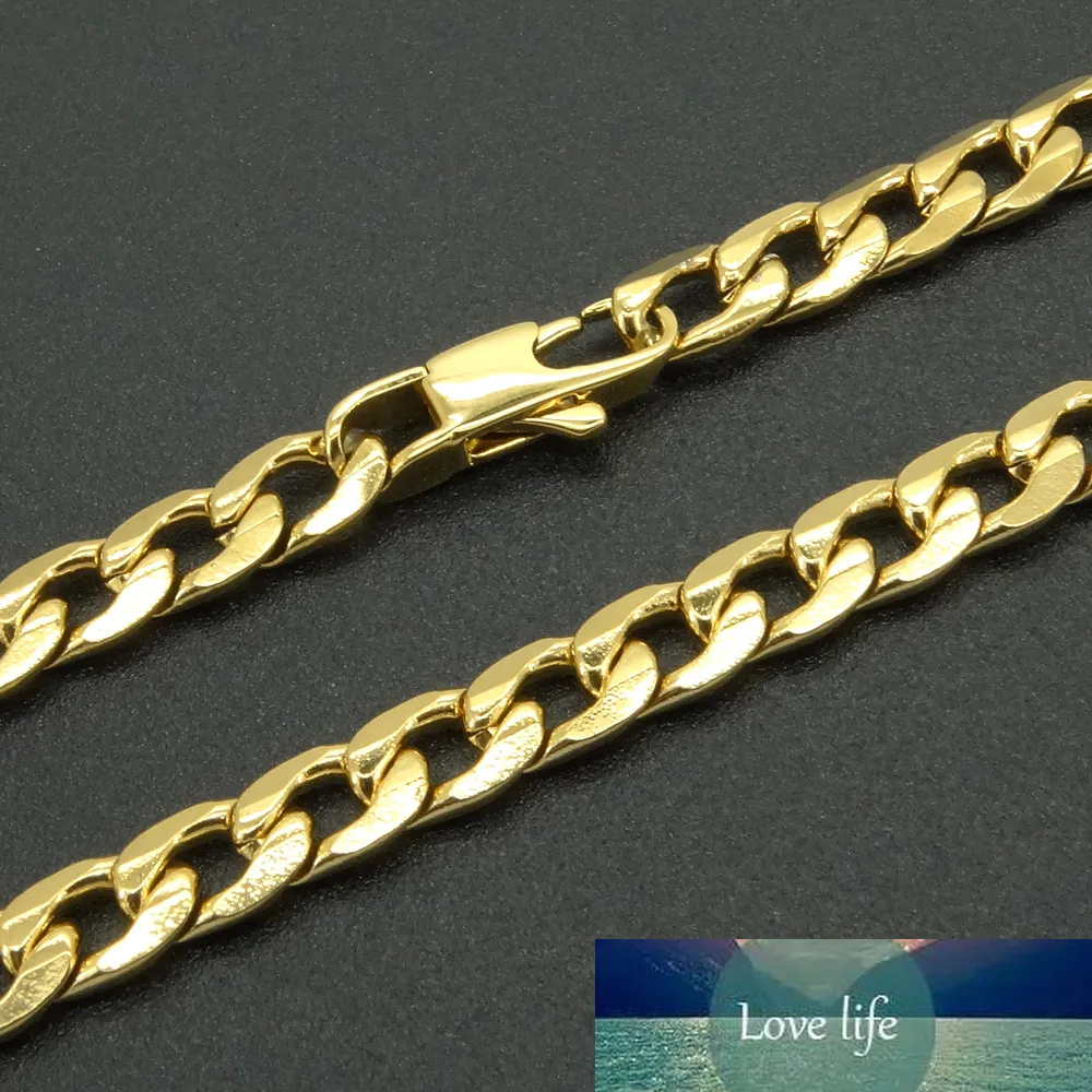 Goldfarbene Halskette aus Edelstahl, 6 mm, 50,8–91,4 cm, für Herren und Damen, Modeschmuck, kubanische Panzerkette, maskuliner Halsband