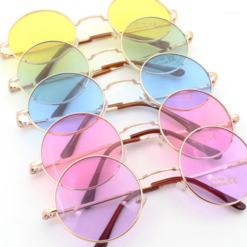 Rétro hippie métal Lennon lunettes de soleil rondes femmes cadre en métal cercle rond verres teintés lunettes de soleil Super hippie chic style1