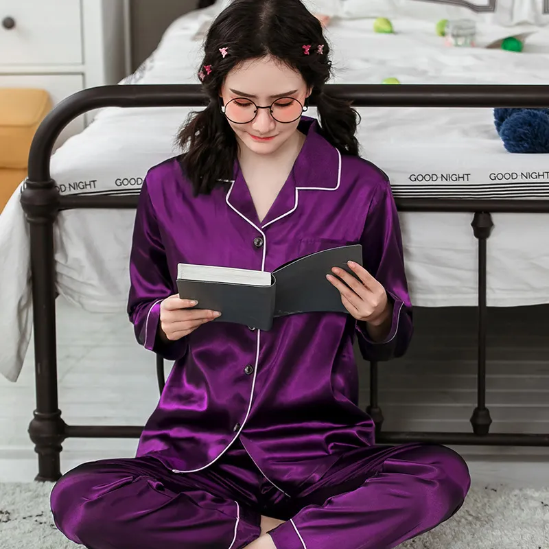 Silk Satin Ladies Pajama Set For Women Plus Size Satin Sleepwear