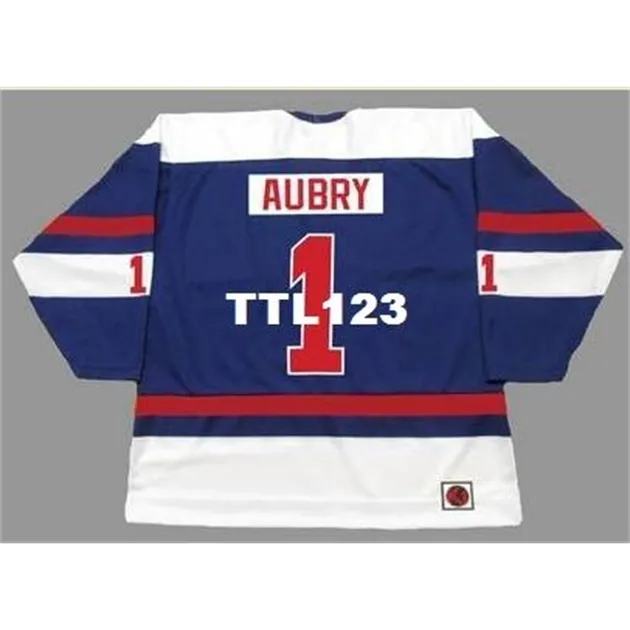# 1 SERGE AUBRY Quebec Nordiques 1974 WHA Home Hockey Jersey Cuci qualsiasi numero di nome