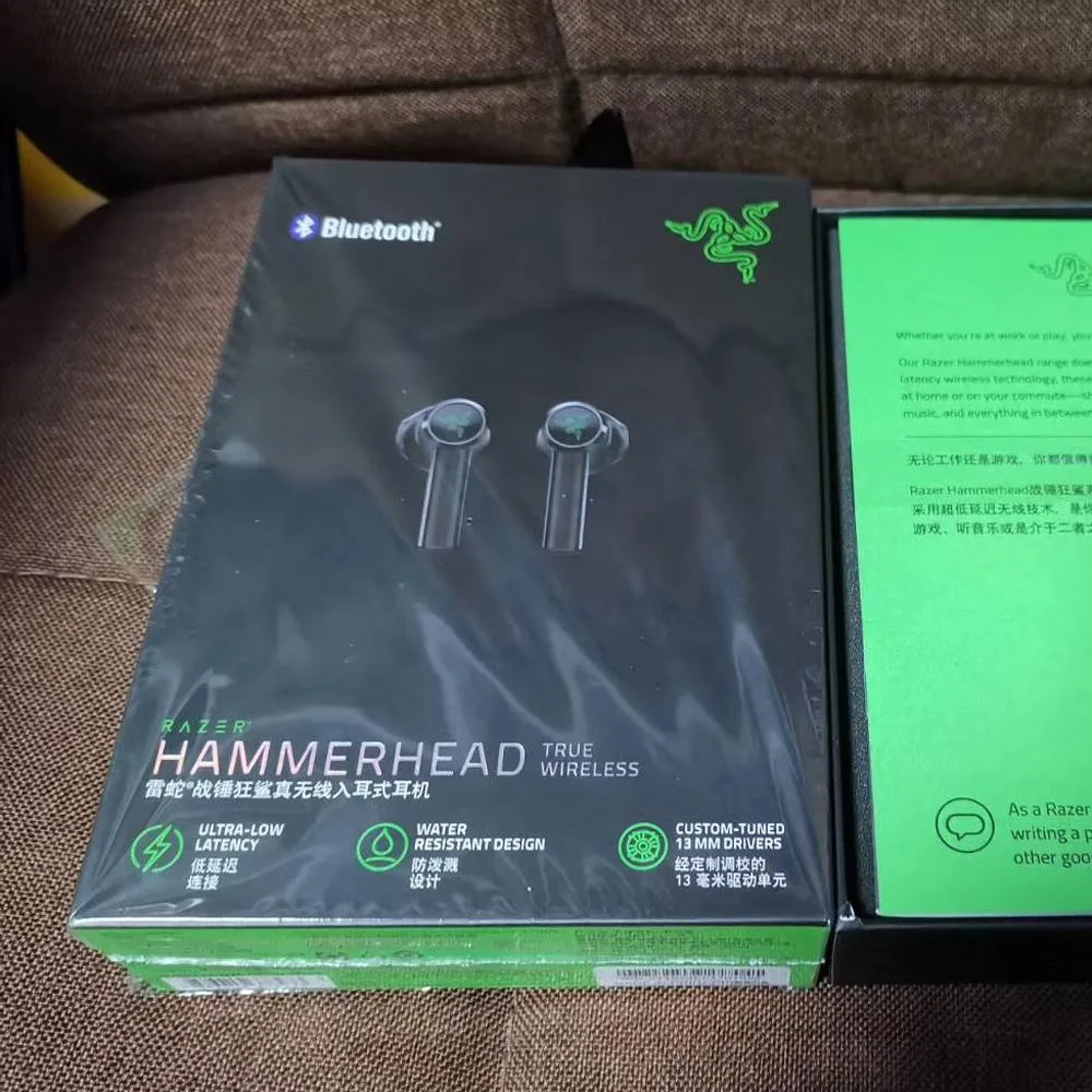 2022 Razer Hammerhead True Wireless Headphones TWS Bluetooth 5.0 IPX4 In-Ear Earbuds Built-in Microphone On/Off Switch Earphone Headsets