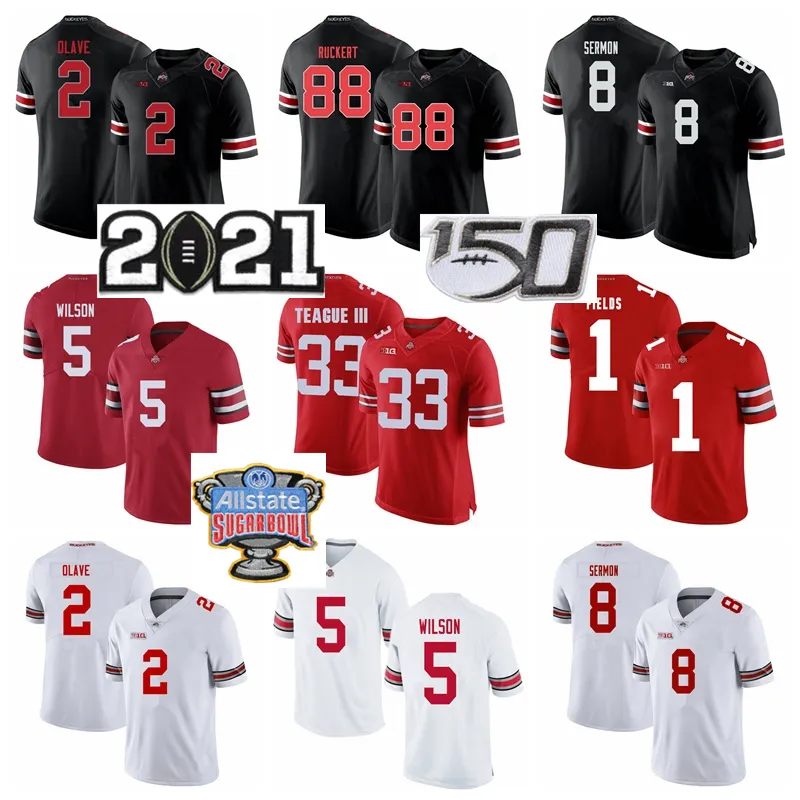 2021 NCAA Playoff Ohio State Buckeyes Trey Sermon Jersey Garrett Wilson Jeremy Ruckert Chris Olave Mestre Teague Justin Fields Sugar Bowl