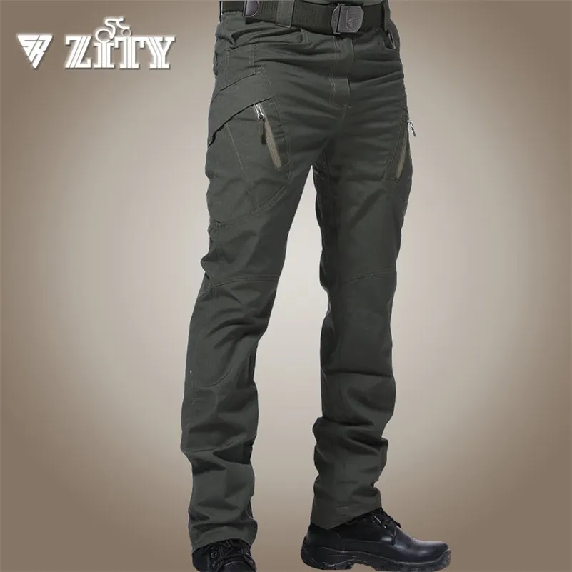 Herrtaktiska byxor Multi Pocket Elastic midja Militärbyxor Male Casual Cargo Pants Men Clothing Slim Fit 5xl Sweatpants 220108
