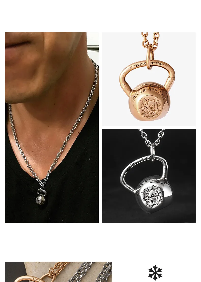 Stainless Steel Rhinoceros Head Kettlebell Gold Locket Necklace For Men And Women Fitness Pendant Mygrillz 201014 From Xue08 12.97 DHgate.Com
