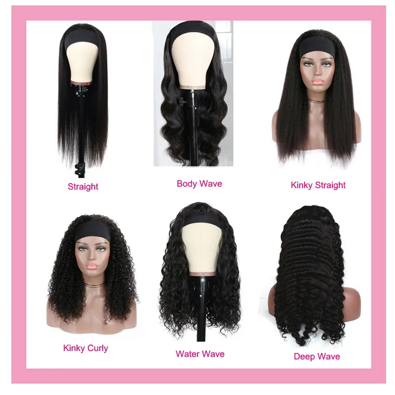 Human Hair Capless pruiken Peruaanse maagdelijk haar hoofdband zwart full-machine body wave diep golf kinky krullen recht 100% menselijk haar 10-32 inch