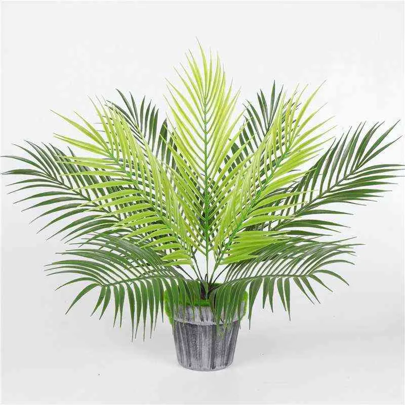 Artificial Palm Tree Green Leaf Plants Plastic Potted Bonsai Leaves Garden Home Wedding Table Ornaments Decoration