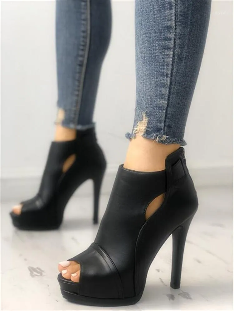 Fashion peep toe cutout thin heels 2025