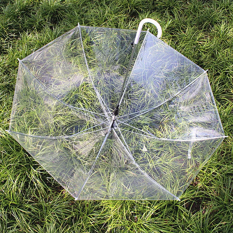 Ombrello trasparente automatico da 92 cm di diametro per le donne, manico lungo, per bambini, pioggia, sole, resistente al vento, parasole dritto 201112