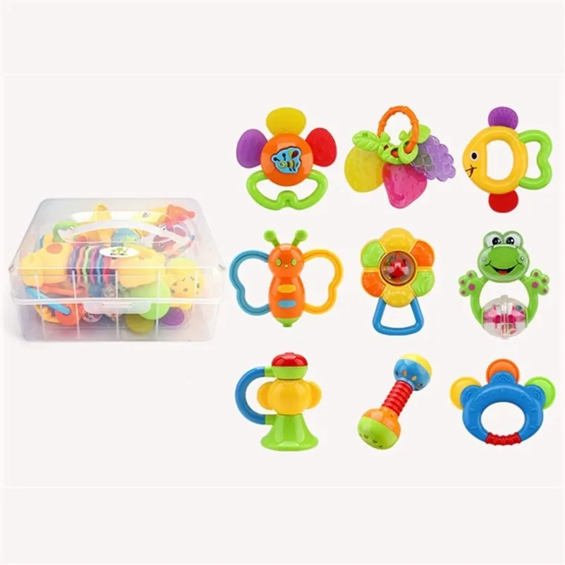 Infant Rassel Zahnen Baby Spielzeug Box Lagerung Schütteln GRAP Baby Hand Entwicklung Beißringe Spielzeug Set Neugeborenen Kleinkind für Kinder 201224