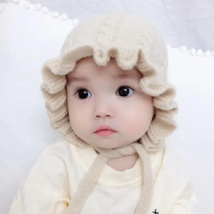 Nuovo Autunno Inverno bambino infantile dei bambini lavorato a maglia il cappello increspature Cappellini Berretti ragazze Bambino Babyies Cap cappelli caldi