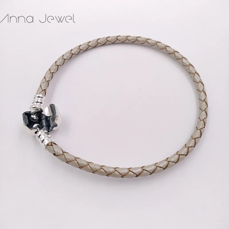 DIY Charms Smycken Pandora Autentisk 925 Sterling Silver Clasp Bead Original Stämpel Vävnad Läder Armband Bangle Göra Kvinnor Män Födelsedaggåvor 590705CPL-D