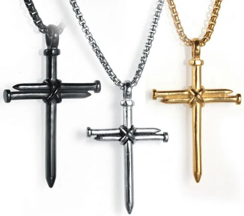 Mens Nail Cross Hanger Kettingen Mode Rvs Link Ketting Ketting Zwart Rose Goud Zilver Punk Stijl Heup Hop Sieraden Voor Vrouwen Geschenken