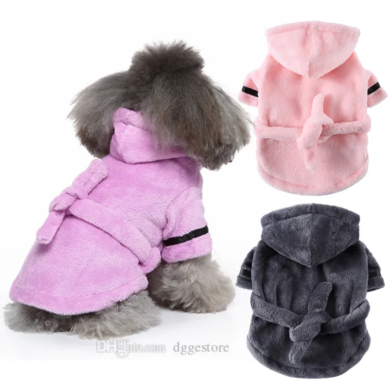 Pet Bathrobe Dog Pajamas Sleeping Clothing Dog Apparel Soft Pets Bath Dry Towel Clothes winter Warm Quick Drying Sleepcoat for Dogs French Bulldog XS Wholesale A264