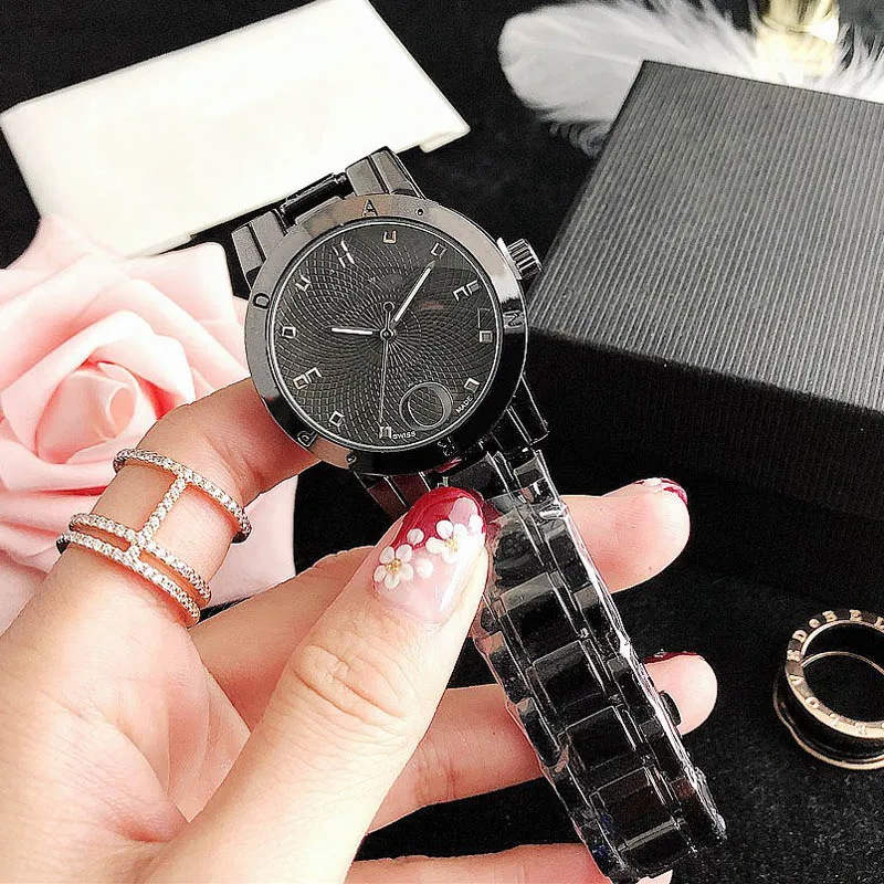 Brand Quartz Wrist Watches For Women Girl Crystal Big Letters