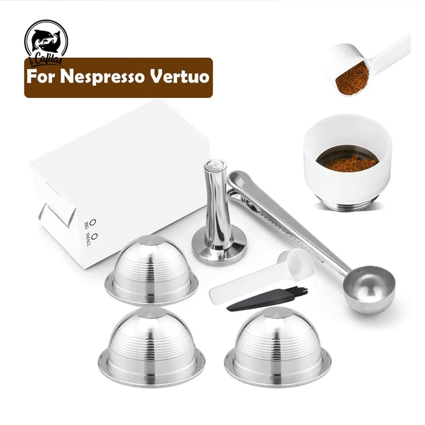 ICAFILAS Многоразовая капсула капсулы для кофе для Nespresso Vertuoline GCA1 ENV135 из нержавеющей стали из нержавеющей стали.