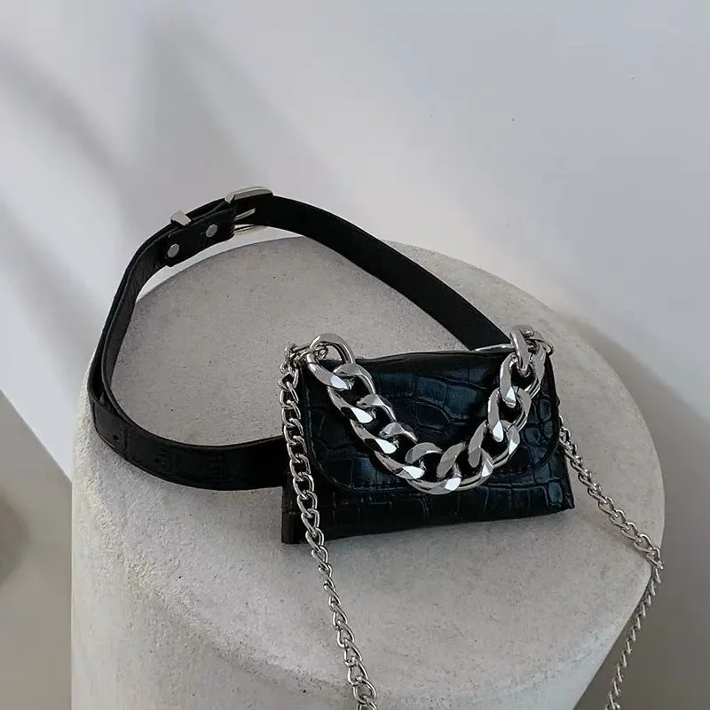 belts Mini lipstick Bag Women's Thick Chain Belt Detachable Purse New Tide Slung Chest Bag