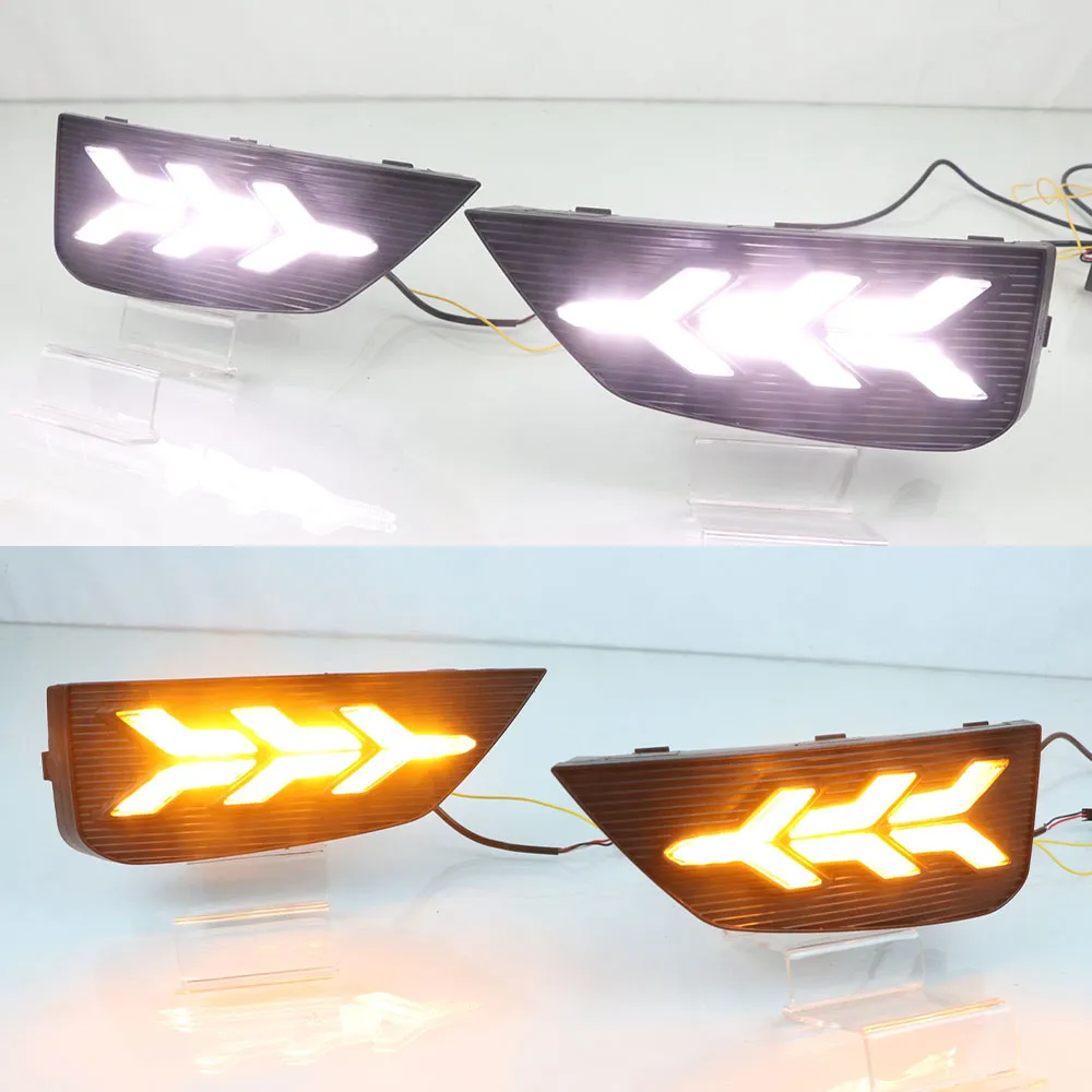 1 Pair Car LED DRL Daytime Running Lights for MG6 MG 6 2020 with yellow Turn signal Fog Lamp Covers
