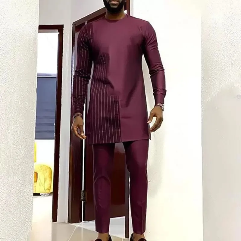 Chemises occasionnelles pour hommes Chemise de la mode africaine Cold Col rond Ressort à manches longues 2021 Traditionnel Plus Taille Slim-Fit Shi