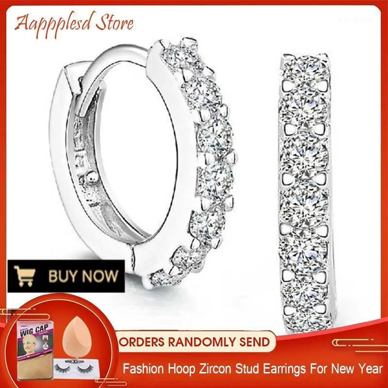 HOOP HUGGIE STUDNIKA CRINESTONY PERLAKE KOBIETY Sterling Crystal Zircon Ear Biżuteria Brincos Oorbellen1