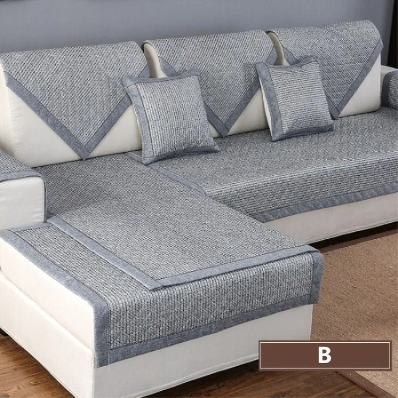 Bawełniana tkanina lniana Solid Color Couch Pokrycie siedzenia do salonu Narożnikowa sofa Ręcznik 201120