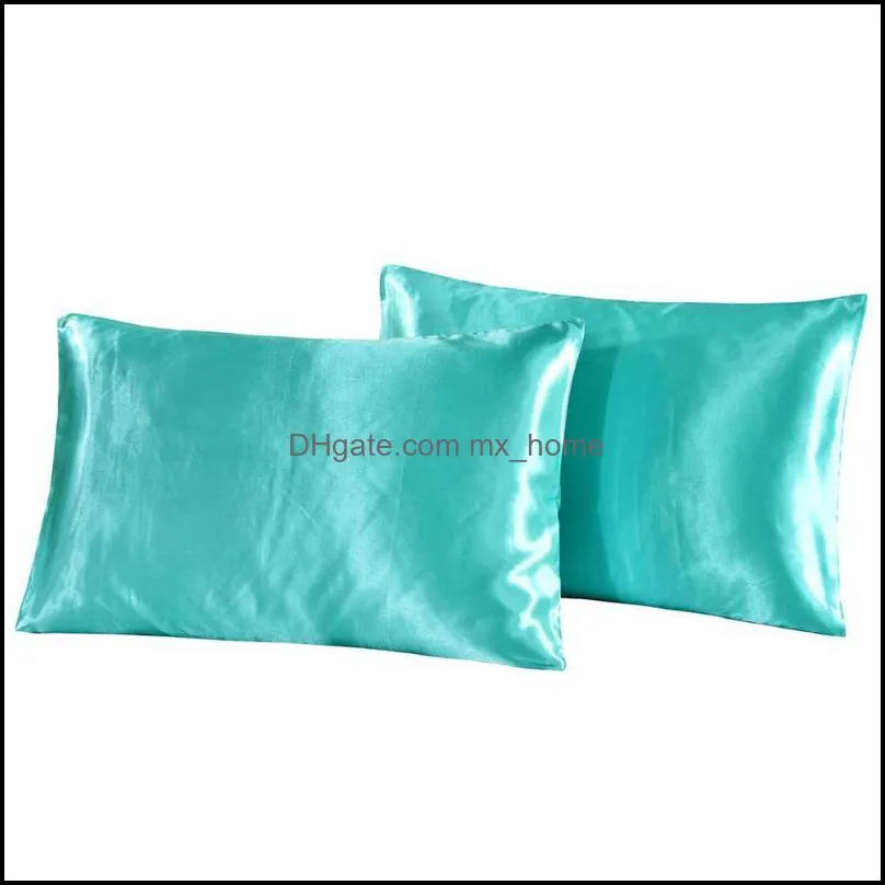 2PCS Emulation Silk Satin Pillowcase Single Solid Color Pillow Covers Luxury Pillow Case For Bed Throw 51X 76cm