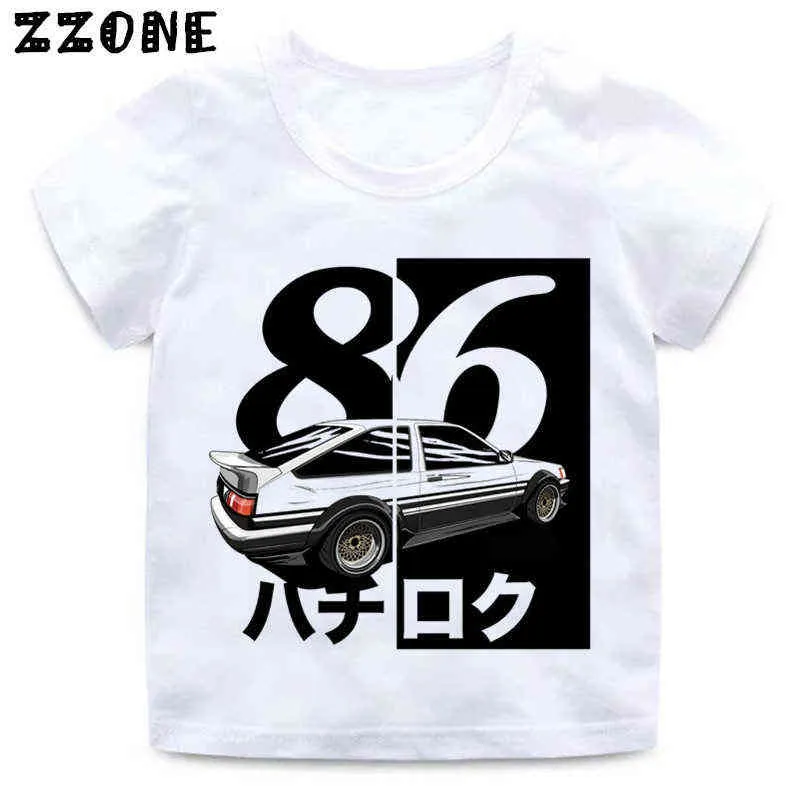Chłopcy i dziewczęta Anime AE86 Włoska Dryc Dryf Koszulka Dzieci Fajne Wyznaczanie samochodów Odzież Enfant Summer White T-shirt G1224