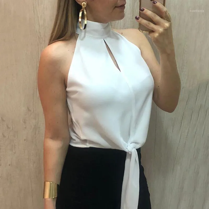 Camisas de talla grande para mujer camisas sexis de oficina para mujer Tops y Blusas blancas con cuello alto y hombros descubiertos para mujer