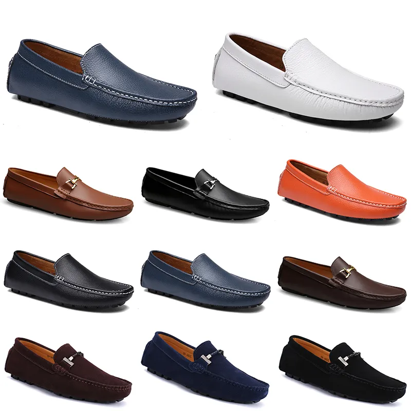Fashions Deri Doudou Erkekler Rahat Sürüş Ayakkabıları Nefes Yumuşak Taban Işık Tansları Siyahları Navides Beyaz Mavi Gümüş Sarı Gri Ayakkabı Tüm Maç Tembel Cross-Sınır