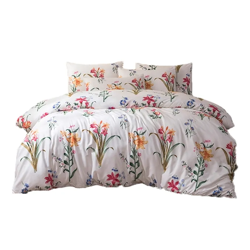 SUCSES Shabby Floral Bedding Set Botanical Leaves Reversible Duvet Cover Set Twin Queen King Comforter Cover with Zipper Closure 201021