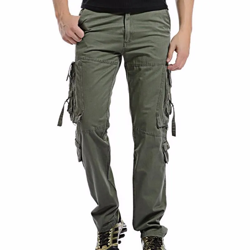 Herenbroek Mens Cargo Multi Pocket Overall Mannelijke Combat Katoen Broek Leger Casual Joggers Mannen Plus Size 42