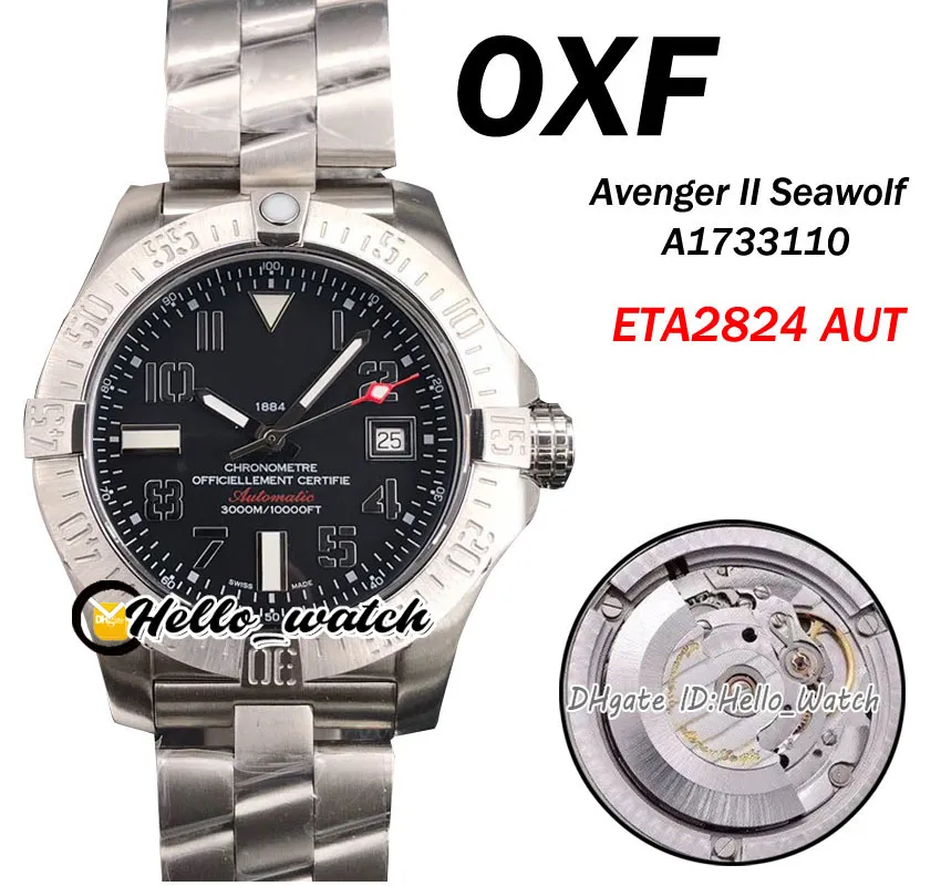 Oxf New II Dive Seawolf 45mm A1733010.B906 ETA A2824 Automatisk Mens Watch Black Dial 5atm Top Rostfritt Stål Armband Klockor Hello_Watch