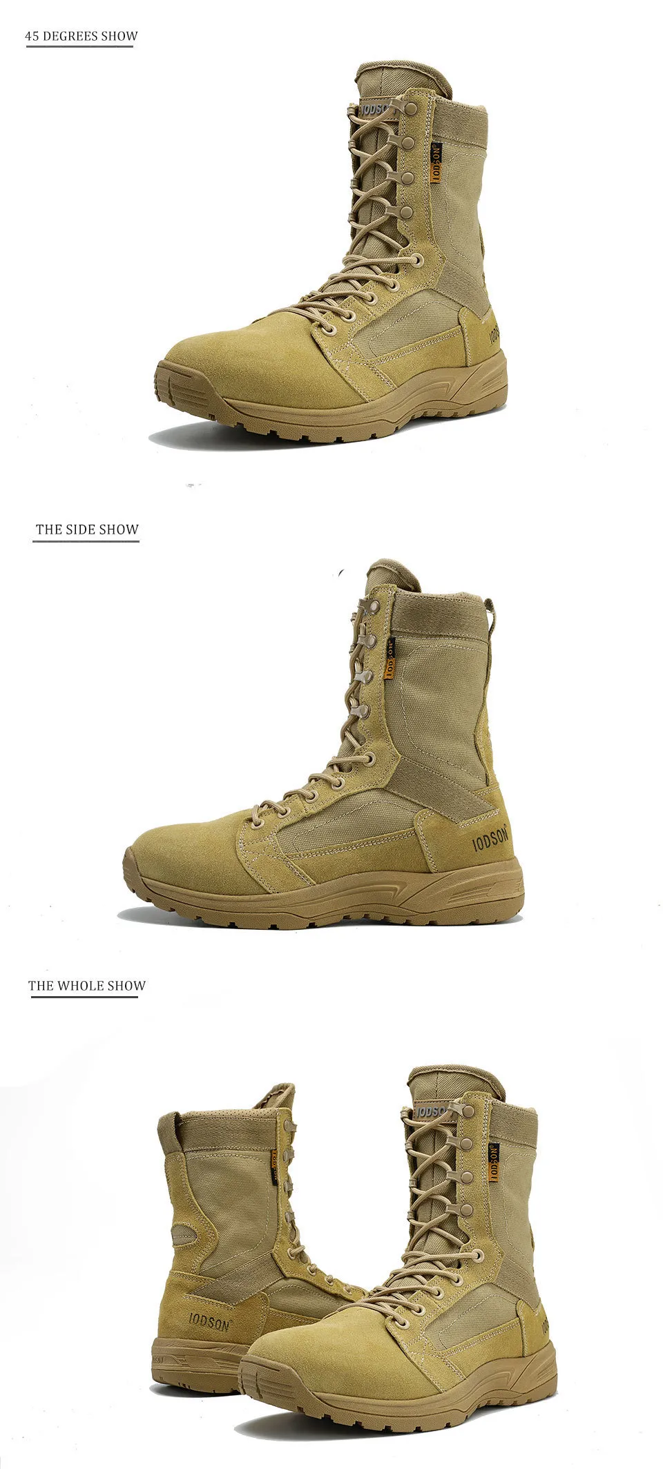 IODSON Mens Breathable Tactical Olive Green Ankle Boots Ideal For