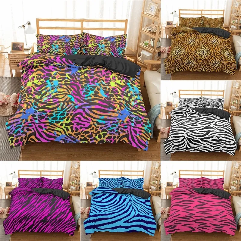Homesky Luxury Leopard Skriv ut Sängkläder Duvet Cover Twin Full Queen King Size Bed Cover Soft Companer Linne sängkläder 201113