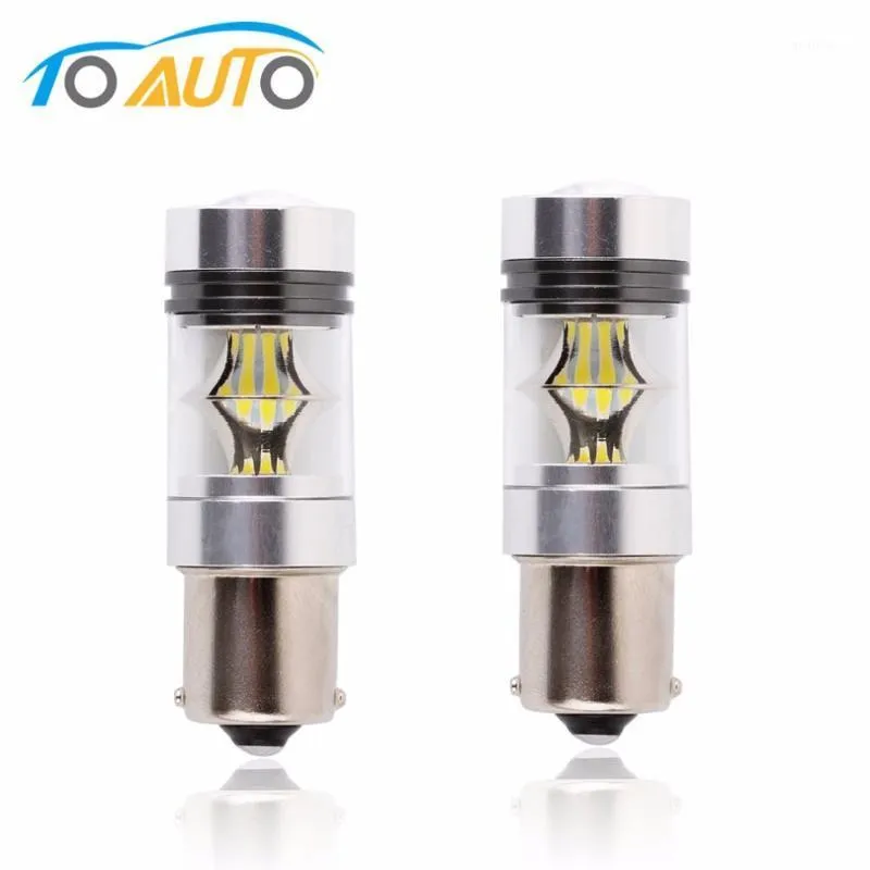 Luzes de emergência 2 pcs 1156 BA15S P21W R5W 1200LM LED Bulbo carro Nevoeiro Cauda de Condução Lâmpada Drl Daytime Running Reverse 100W 6000K Branco 3030