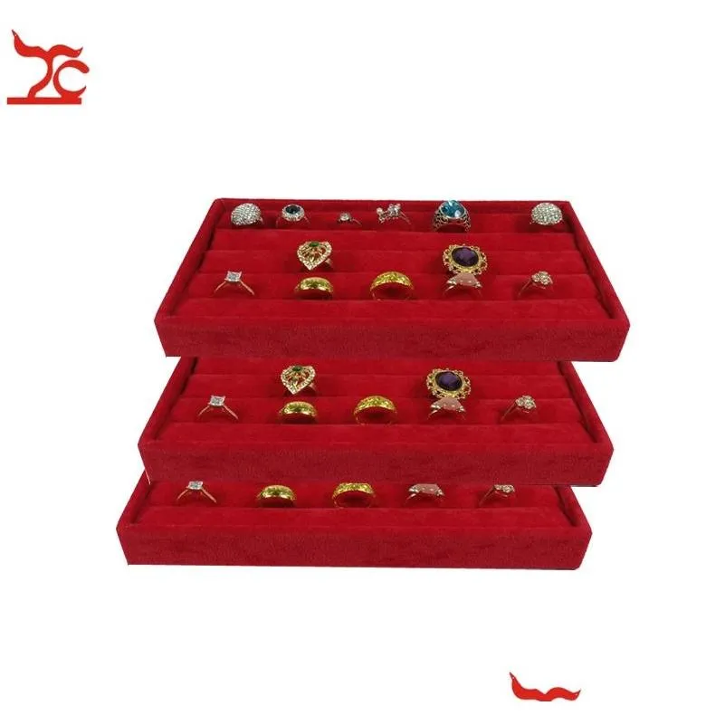 red grey brown black velvet ring tray rings storage earrring stud boxes jewelry display package show case small size organizer tray